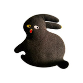Cute Kawaii Throw Pillow Black Rabbit Shaped Teddy Fur  for Bed, Sofa